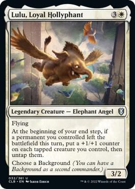Lulu, Loyal Hollyphant trading card from Commander Legends: Battle for Baldur's Gate Lulu, Loyal Hollyphant - Commander Legends: Battle for Baldur's Gate Magic: The Gathering trading card
