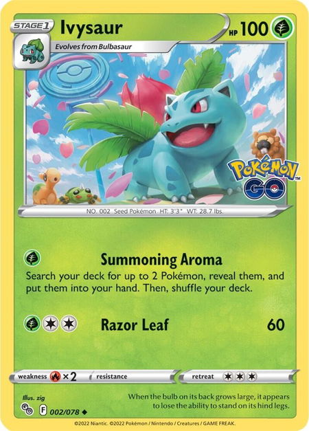 Ivysaur trading card from Pokemon GO Ivysaur - Pokemon GO Pokémon trading card