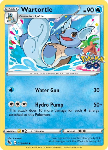 Wartortle trading card from Pokemon GO Wartortle - Pokemon GO Pokémon trading card