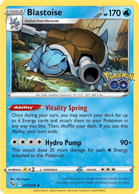 Blastoise trading card from Pokemon GO Blastoise - Pokemon GO Pokémon trading card