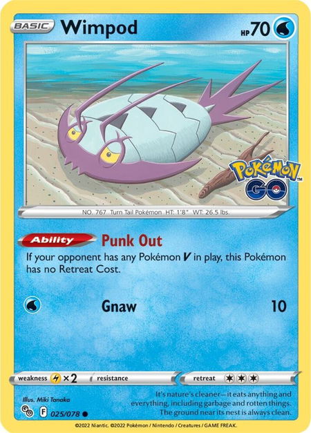 Wimpod trading card from Pokemon GO Wimpod - Pokemon GO Pokémon trading card