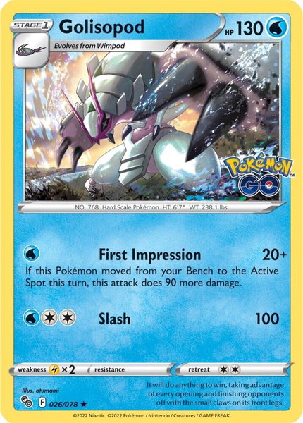 Golisopod trading card from Pokemon GO Golisopod - Pokemon GO Pokémon trading card