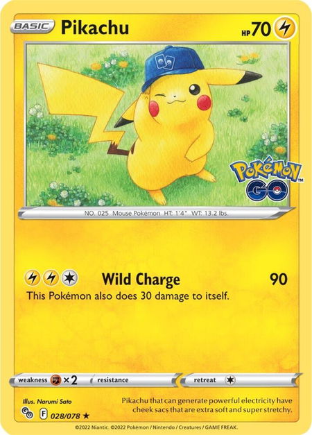 Pikachu (28) trading card from Pokemon GO Pikachu (28) - Pokemon GO Pokémon trading card