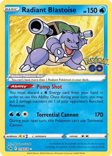 Radiant Blastoise trading card from Pokemon GO Radiant Blastoise - Pokemon GO Pokémon trading card