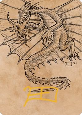 Ancient Gold Dragon Art Card (44/81) (Gold-Stamped Signature) - Art Series: Commander Legends: Battle for Baldur's Gate Magic: The Gathering trading card