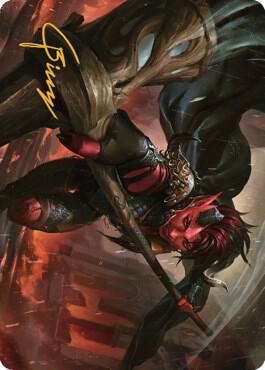 Karlach, Fury of Avernus Art Card (34/81) (Gold-Stamped Signature) - Art Series: Commander Legends: Battle for Baldur's Gate Magic: The Gathering trading card