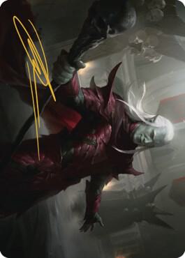 Baeloth Barrityl, Entertainer Art Card (Gold-Stamped Signature) trading card from Art Series: Commander Legends: Battle for Baldur's Gate Baeloth Barrityl, Entertainer Art Card (Gold-Stamped Signature) - Art Series: Commander Legends: Battle for Baldur's Gate Magic: The Gathering trading card