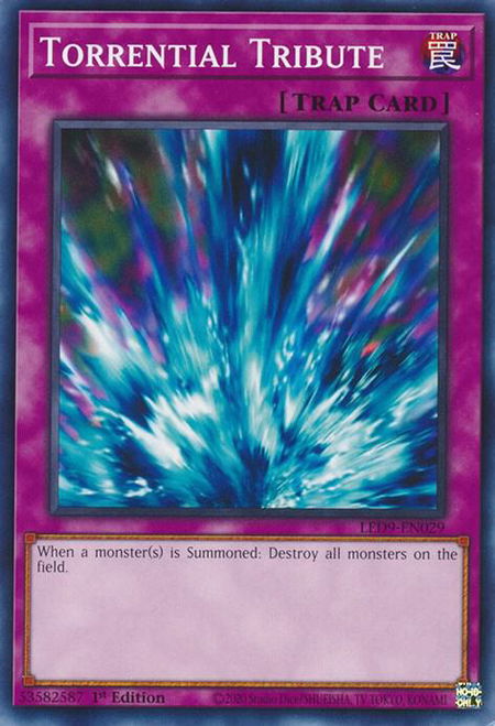 Torrential Tribute trading card from Legendary Duelists: Duels From the Deep Torrential Tribute - Legendary Duelists: Duels From the Deep YuGiOh trading card