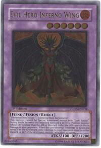Evil Hero Inferno Wing (UTR) - Gladiator's Assault (GLAS) #GLAS-EN038 - Ultimate Rare YuGiOh Trading Card
