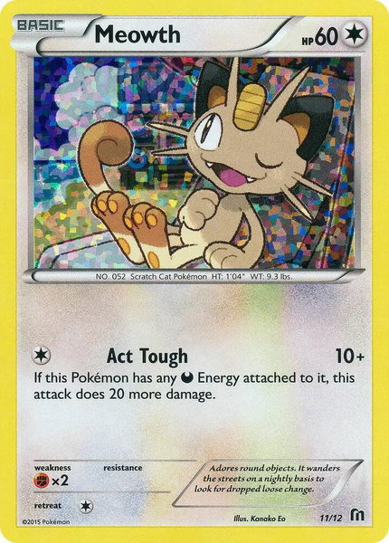 Meowth - 11/12 trading card from McDonald's Promos 2016 Meowth - 11/12 - McDonald's Promos 2016 Pokémon trading card