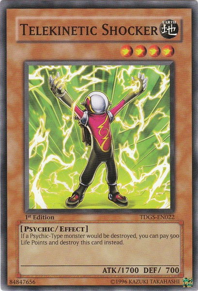 Telekinetic Shocker trading card from The Duelist Genesis Telekinetic Shocker - The Duelist Genesis YuGiOh trading card