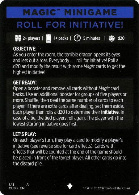 Magic Minigame: Roll for Initiative! - Commander Legends: Battle for Baldur's Gate Magic: The Gathering trading card