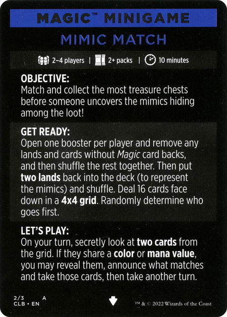 Magic Minigame: Mimic Match - Commander Legends: Battle for Baldur's Gate Magic: The Gathering trading card