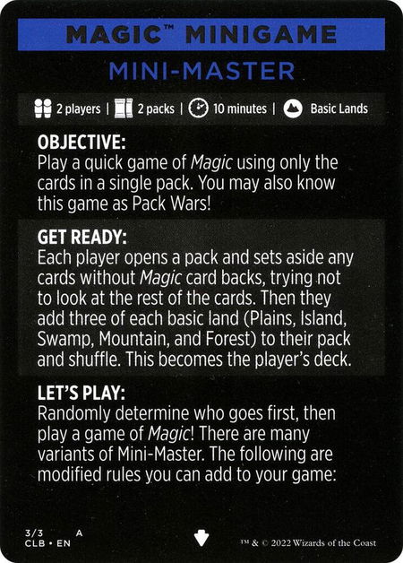 Magic Minigame: Mini-Master - Commander Legends: Battle for Baldur's Gate Magic: The Gathering trading card