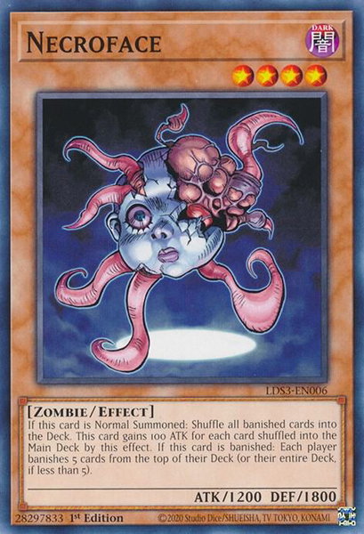 Necroface trading card from Legendary Duelists: Season 3 Necroface - Legendary Duelists: Season 3 YuGiOh trading card