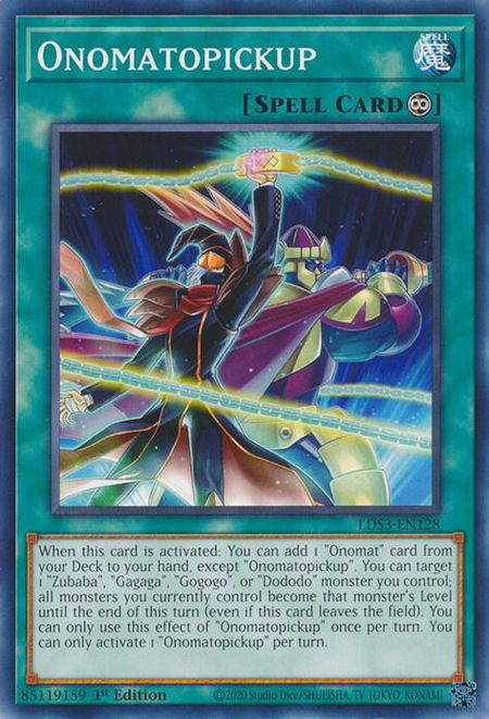 Onomatopickup trading card from Legendary Duelists: Season 3 Onomatopickup - Legendary Duelists: Season 3 YuGiOh trading card