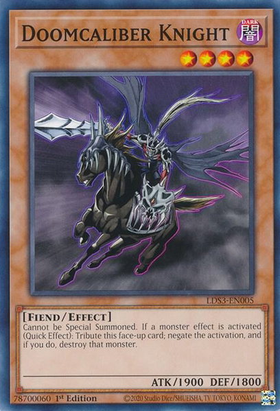 Doomcaliber Knight trading card from Legendary Duelists: Season 3 Doomcaliber Knight - Legendary Duelists: Season 3 YuGiOh trading card