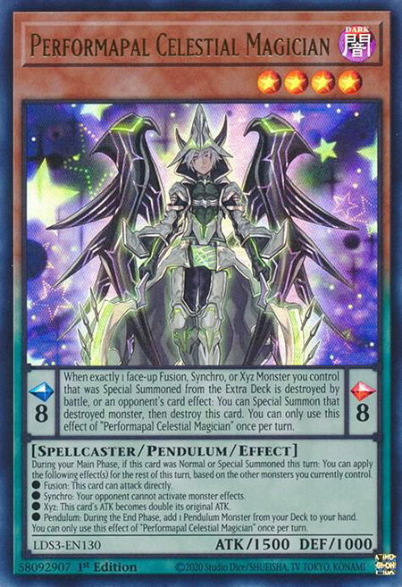 Performapal Celestial Magician trading card from Legendary Duelists: Season 3 Performapal Celestial Magician - Legendary Duelists: Season 3 YuGiOh trading card