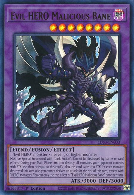 Evil HERO Malicious Bane - Legendary Duelists: Season 3 YuGiOh trading card