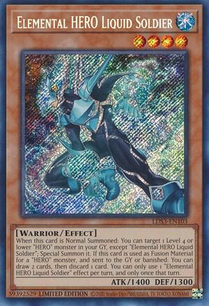 Elemental HERO Liquid Soldier trading card from Legendary Duelists: Season 3 Elemental HERO Liquid Soldier - Legendary Duelists: Season 3 YuGiOh trading card