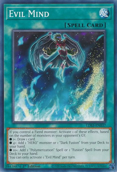 Evil Mind trading card from Legendary Duelists: Season 3 Evil Mind - Legendary Duelists: Season 3 YuGiOh trading card
