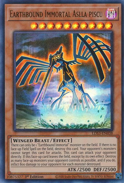Earthbound Immortal Aslla Piscu trading card from Legendary Duelists: Season 3 Earthbound Immortal Aslla Piscu - Legendary Duelists: Season 3 YuGiOh trading card