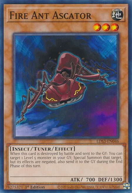 Fire Ant Ascator trading card from Legendary Duelists: Season 3 Fire Ant Ascator - Legendary Duelists: Season 3 YuGiOh trading card