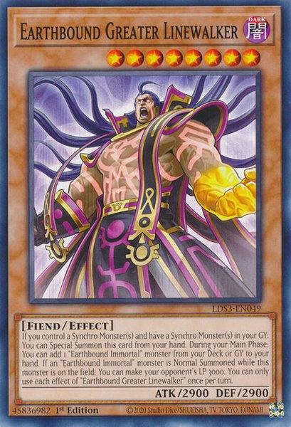 Earthbound Greater Linewalker trading card from Legendary Duelists: Season 3 Earthbound Greater Linewalker - Legendary Duelists: Season 3 YuGiOh trading card