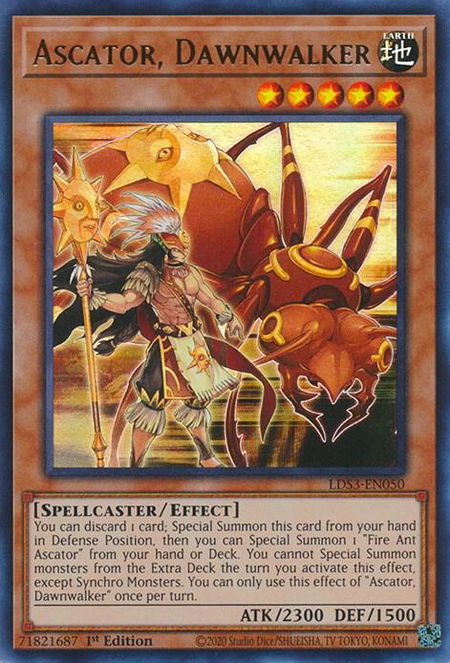 Ascator, Dawnwalker trading card from Legendary Duelists: Season 3 Ascator, Dawnwalker - Legendary Duelists: Season 3 YuGiOh trading card
