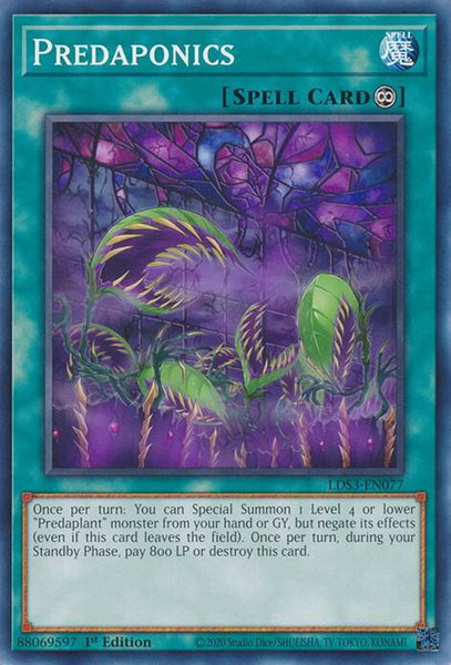Predaponics trading card from Legendary Duelists: Season 3 Predaponics - Legendary Duelists: Season 3 YuGiOh trading card