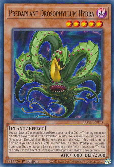 Predaplant Drosophyllum Hydra trading card from Legendary Duelists: Season 3 Predaplant Drosophyllum Hydra - Legendary Duelists: Season 3 YuGiOh trading card