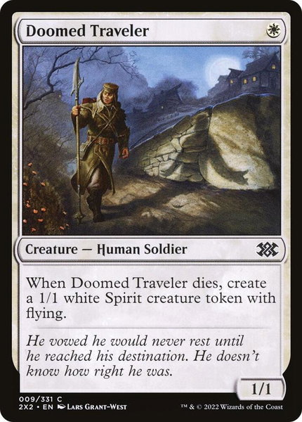 Doomed Traveler trading card from Double Masters 2022 Doomed Traveler - Double Masters 2022 Magic: The Gathering trading card