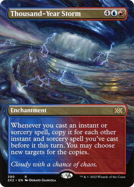 Thousand-Year Storm (Borderless) trading card from Double Masters 2022 Thousand-Year Storm (Borderless) - Double Masters 2022 Magic: The Gathering trading card