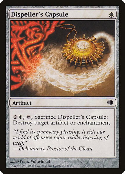 Dispeller's Capsule trading card from Shards of Alara Dispeller's Capsule - Shards of Alara Magic: The Gathering trading card