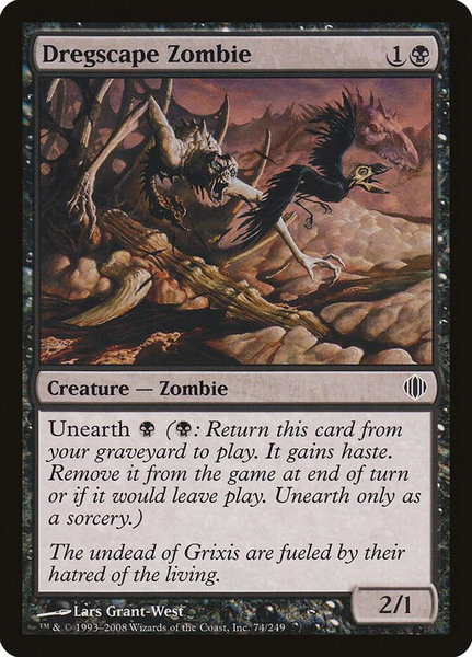 Dregscape Zombie trading card from Shards of Alara Dregscape Zombie - Shards of Alara Magic: The Gathering trading card