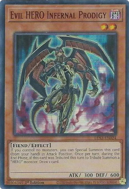 Evil HERO Infernal Prodigy (Red) trading card from Legendary Duelists: Season 3 Evil HERO Infernal Prodigy (Red) - Legendary Duelists: Season 3 YuGiOh trading card