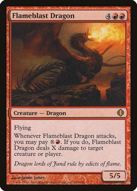 Flameblast Dragon trading card from Shards of Alara Flameblast Dragon - Shards of Alara Magic: The Gathering trading card