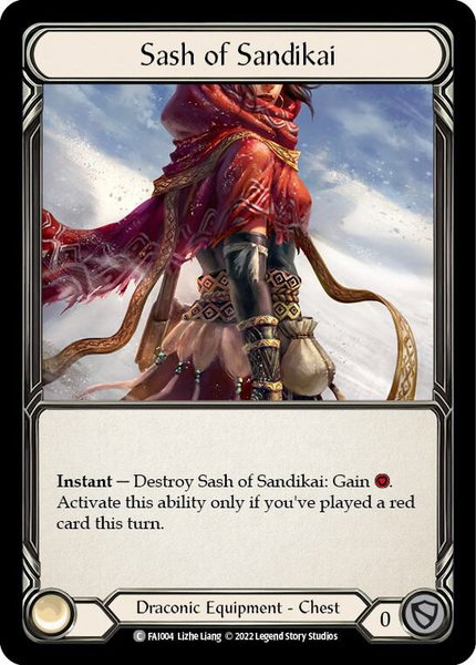 Sash of Sandikai trading card from Blitz Deck: Uprising - Fai Sash of Sandikai - Blitz Deck: Uprising - Fai Flesh and Blood trading card