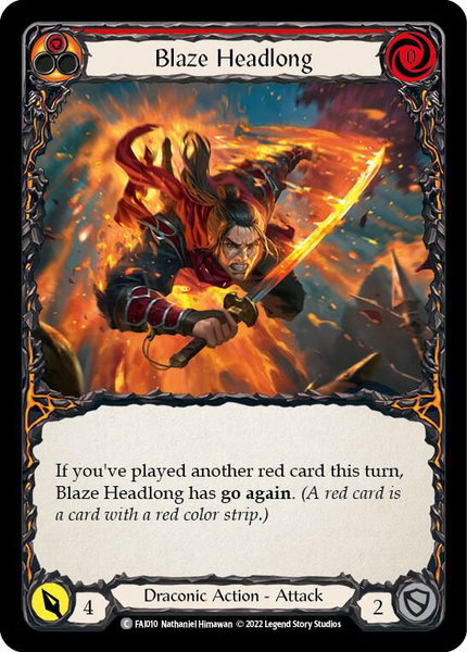 Blaze Headlong - Blitz Deck: Uprising - Fai Flesh and Blood trading card