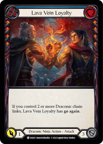 Lava Vein Loyalty (Blue) trading card from Blitz Deck: Uprising - Fai Lava Vein Loyalty (Blue) - Blitz Deck: Uprising - Fai Flesh and Blood trading card