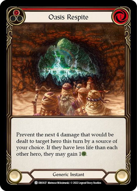 Oasis Respite trading card from Blitz Deck: Uprising - Dromai Oasis Respite - Blitz Deck: Uprising - Dromai Flesh and Blood trading card