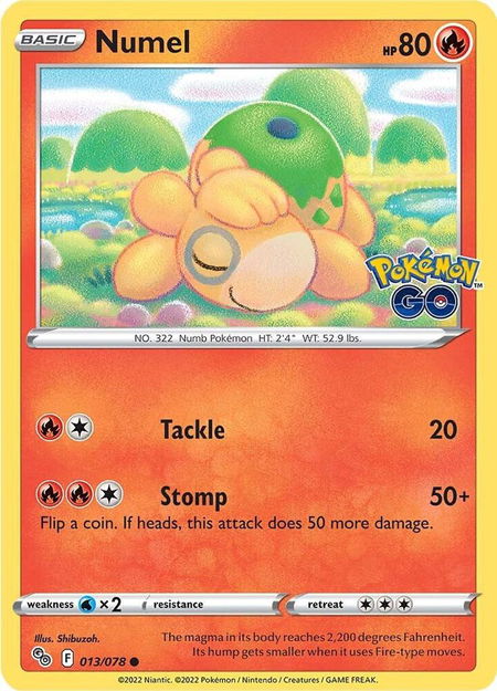 Numel trading card from Pokemon GO Numel - Pokemon GO Pokémon trading card
