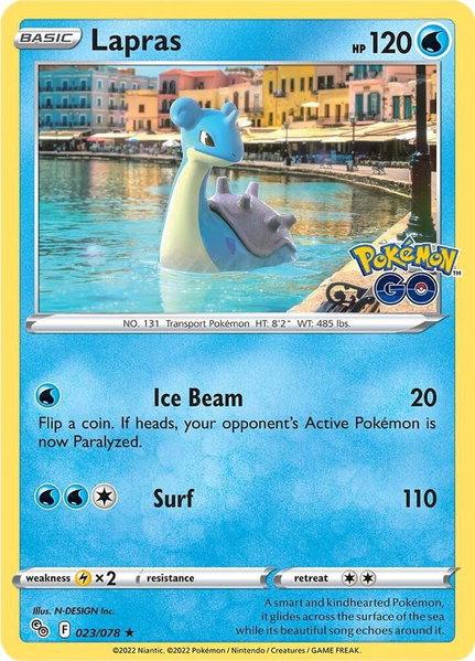 Lapras trading card from Pokemon GO Lapras - Pokemon GO Pokémon trading card