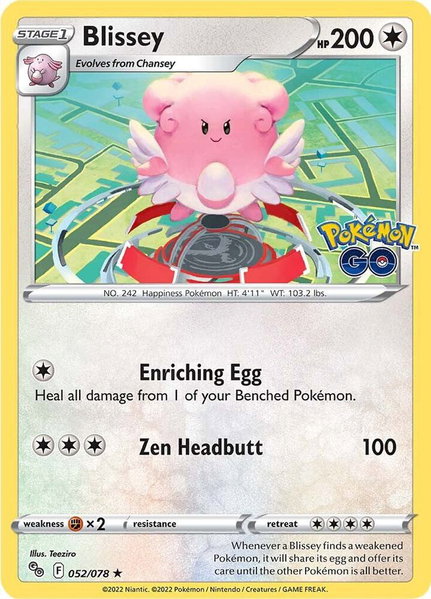 Blissey trading card from Pokemon GO Blissey - Pokemon GO Pokémon trading card