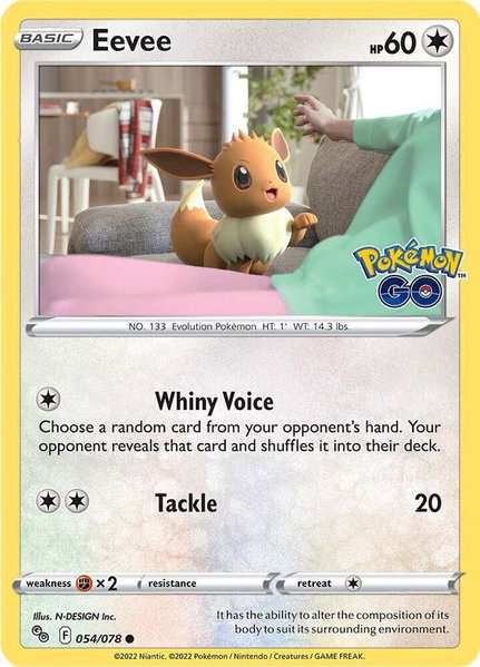 Eevee trading card from Pokemon GO Eevee - Pokemon GO Pokémon trading card