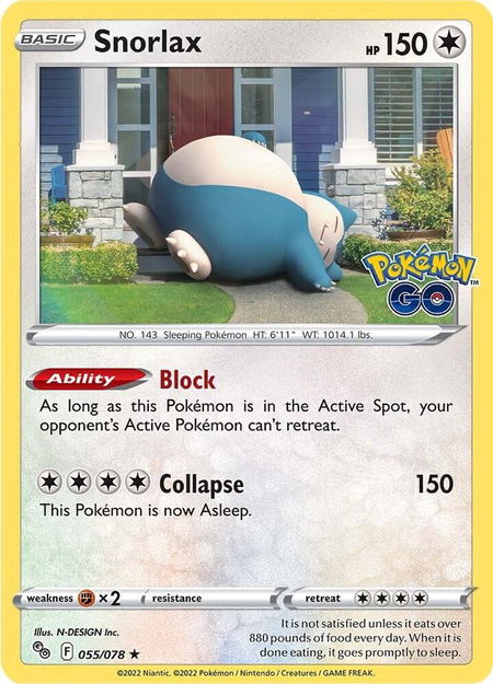 Snorlax trading card from Pokemon GO Snorlax - Pokemon GO Pokémon trading card