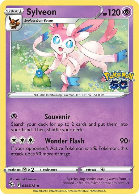 Sylveon trading card from Pokemon GO Sylveon - Pokemon GO Pokémon trading card