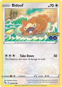 Bidoof - Pokemon GO (PGO) #059/078 - Common Pokémon Trading Card