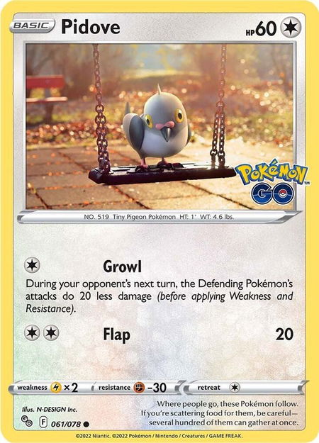 Pidove - Pokemon GO Pokémon trading card
