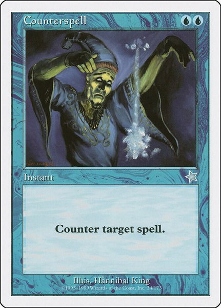 Counterspell trading card from Starter 1999 Counterspell - Starter 1999 Magic: The Gathering trading card